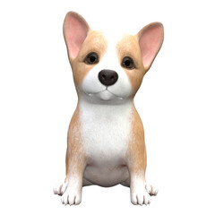 Pudgy the corgi puppy isolated 3d rendered illustration