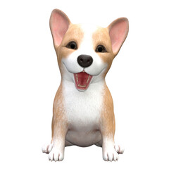 Pudgy the corgi puppy isolated 3d rendered illustration
