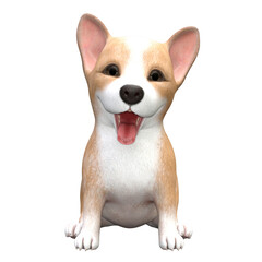 Pudgy the corgi puppy isolated 3d rendered illustration