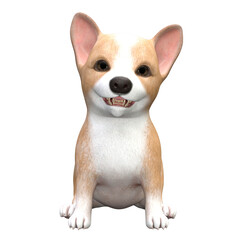 Pudgy the corgi puppy isolated 3d rendered illustration