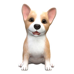 Pudgy the corgi puppy isolated 3d rendered illustration