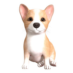 Pudgy the corgi puppy isolated 3d rendered illustration