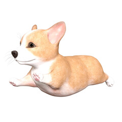 Pudgy the corgi puppy isolated 3d rendered illustration