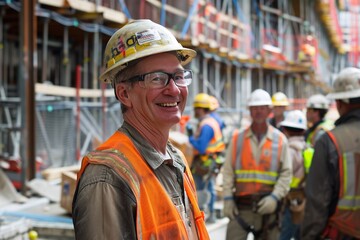 Obraz premium Construction Site Foreman in Safety Gear