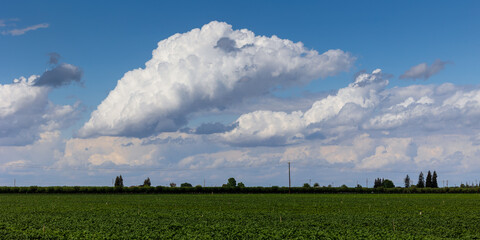 Clouds and farmland.