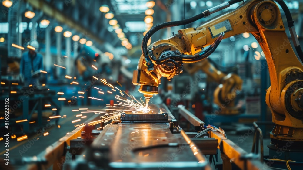 Poster robotic welding jig assembly of components. the welding process mechatronics mechanical engineers.