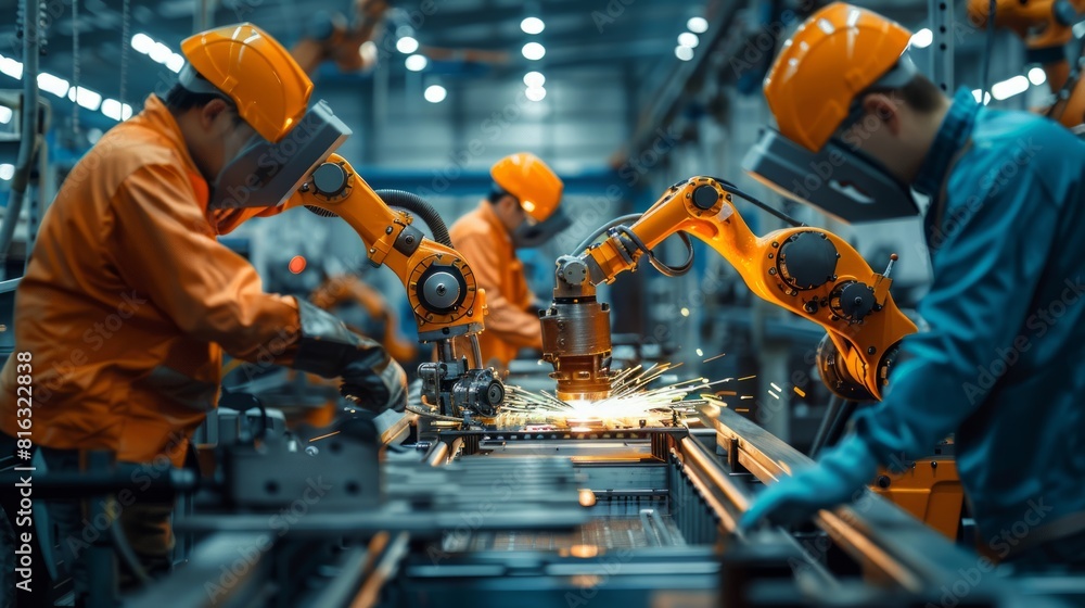 Poster robotic welding jig assembly of components. the welding process mechatronics mechanical engineers.