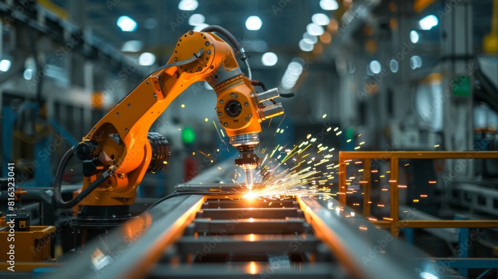 Poster robotic welding jig assembly of components. the welding process mechatronics mechanical engineers.
