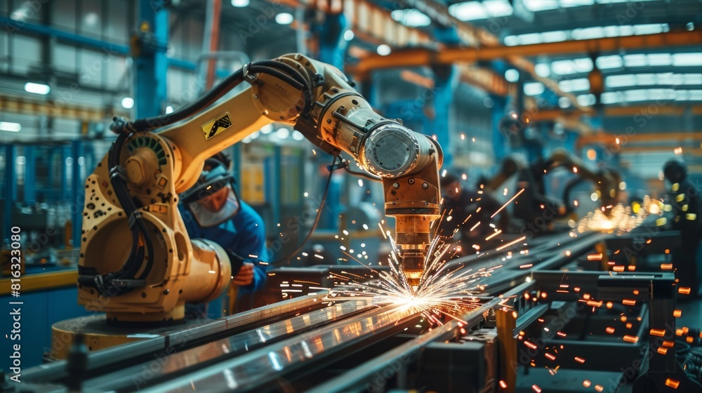 Poster robotic welding jig assembly of components. the welding process mechatronics mechanical engineers.