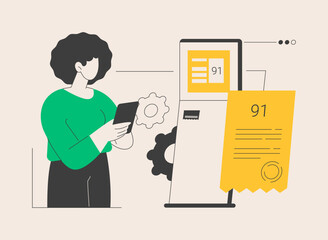 Electronic queuing system abstract concept vector illustration.