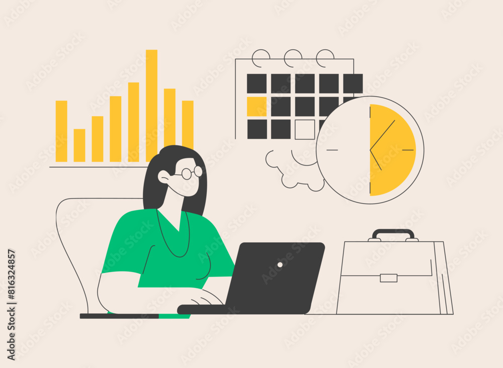 Poster time and attendance tracking system abstract concept vector illustration.