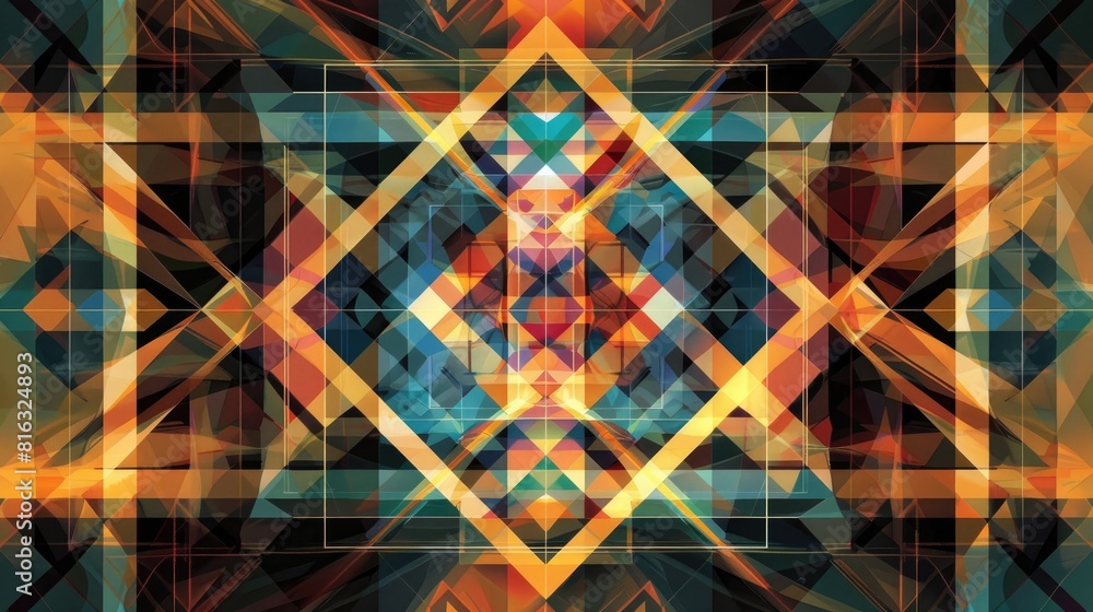Poster geometric abstract background in digital art featuring silk symmetry in seamless patterns