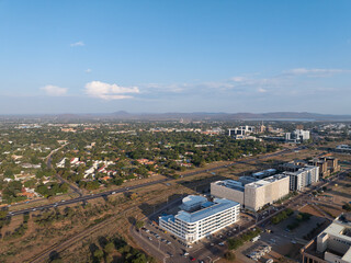 aerial view of Gaborone , cbd area daytime