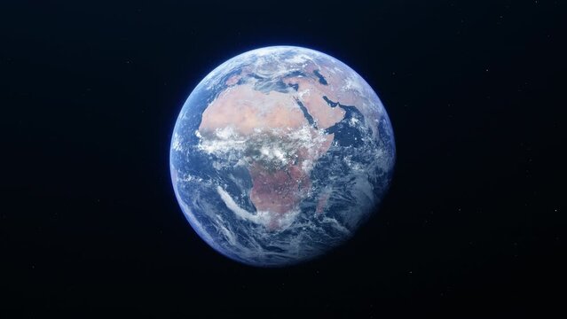 Rotating planet Earth from space. Textures from the NASA website