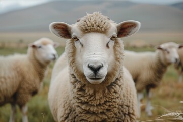 Close up shot of a sheep.