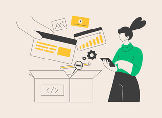 Packaged software abstract concept vector illustration.