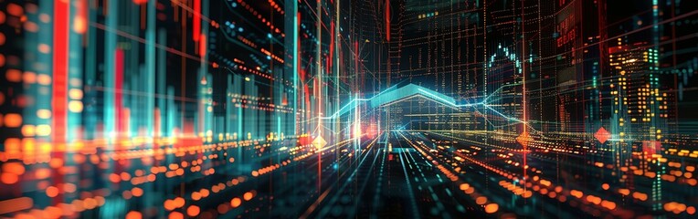 Obraz premium An abstract digital chart forms the backdrop, displaying stock business graphs, statistics, and diagrams illustrating data exchange within finance, trends, and trade in the economy