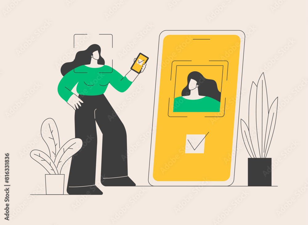 Poster verification technologies abstract concept vector illustration.