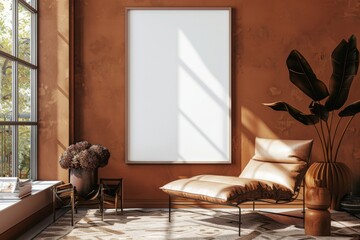 Poster Mockup in Brown Scandinavian Interior created with Generative AI