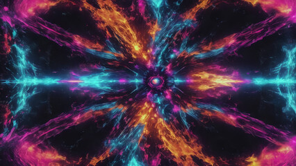 Colorful fractal electric light beam on space backdrop