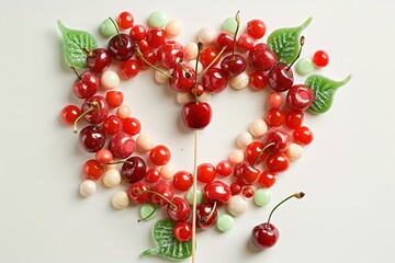 Festive Cherry Display with Heart Pattern