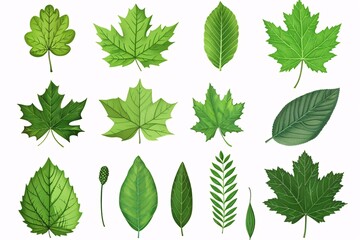 Collection of Green Leaves and Maple Leaf Variety