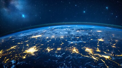 Earth at night with city lights 