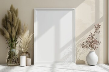 Poster Mockup in Minimalist Scandinavian Interior created with Generative AI