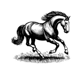  Thoroughbreds horse hand drawn vintage vector