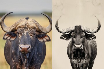 Two Images Side by Side: Animal Portraiture with Different Stylistic Approaches