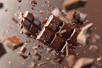 Chocolate Bar Shattered into Pieces