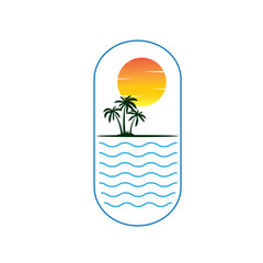 beach view in the afternoon with sunset