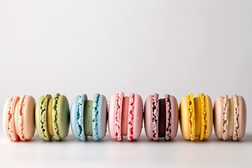 Colorful Assortment of Macarons on Display