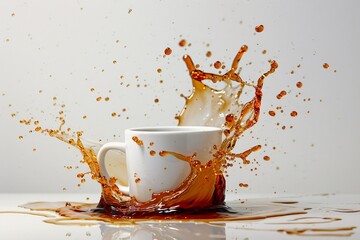 Coffee Cup and Splash: Artistic Photograph of a Coffee Spill