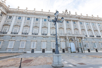 Front of royal palace in Madrid, Spain.