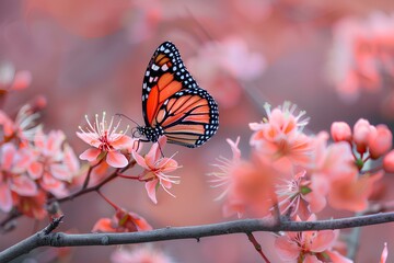 Obraz premium A close up of a butterfly on a tree branch
