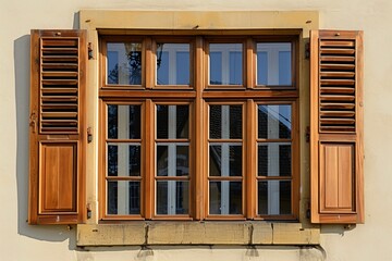 Shuttered Window with a Wooden Frame