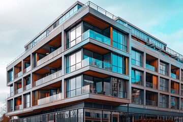Obraz premium Modern Apartment Building with Balconies and Windows