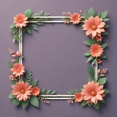 Obraz premium greeting card decorated floral frame high resolution with minimal border 3D Design