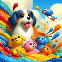 Puppy Joy: Cute Oil Painted Background