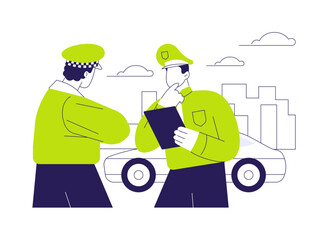 Police patrol car abstract concept vector illustration.