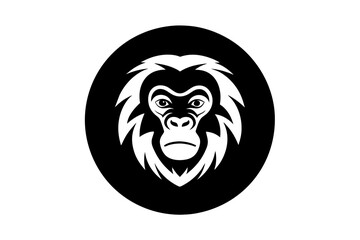 Orangutan head logo icon silhouette vector illustration