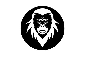 Orangutan head logo icon silhouette vector illustration