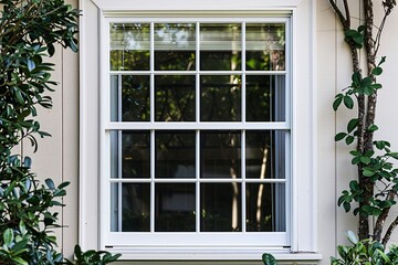 Residential Window with White Shutters