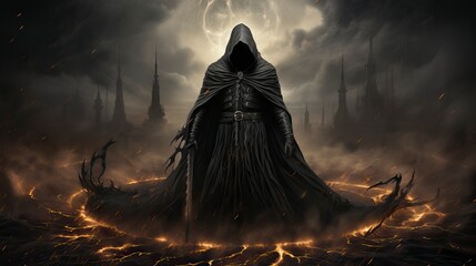 A dark sorcerer harnessing the power of a comet