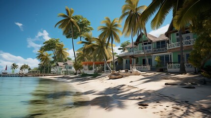 Obraz premium A deserted beach with white sand and clear blue water