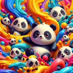 Panda-Themed Background Using Oil Paints