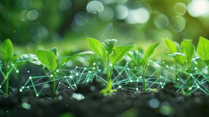 Smart agriculture 5.0 green plant product farming technology background AI generated