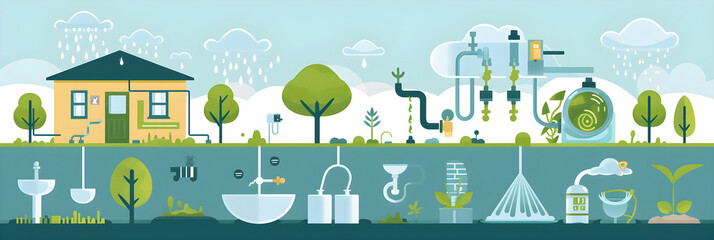 Illustrative Concept of Various Water Conservation Techniques in Daily Life