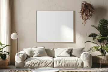 Poster Mockup in Minimalist Scandinavian Interior created with Generative AI